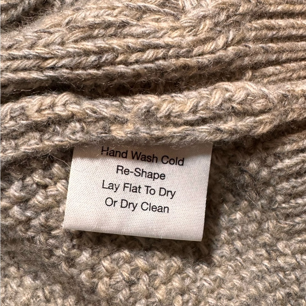 VTG Joseph Abboud Men's M Tan Grey Heather Wool Blend Fisherman Grandpa Sweater - Picture 11 of 14